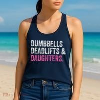 Dumbbells Deadlifts Daughters Funny Gym Workout Fathers Day Women's Tank Top thumb 2