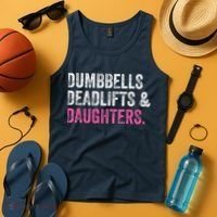 Dumbbells Deadlifts Daughters Funny Gym Workout Fathers Day Tank Top thumb 4