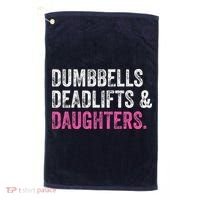 Dumbbells Deadlifts Daughters Funny Gym Workout Fathers Day Golf Towel thumb 0