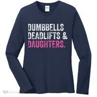 Dumbbells Deadlifts Daughters Funny Gym Workout Fathers Day Women's Long Sleeve Shirt thumb 0