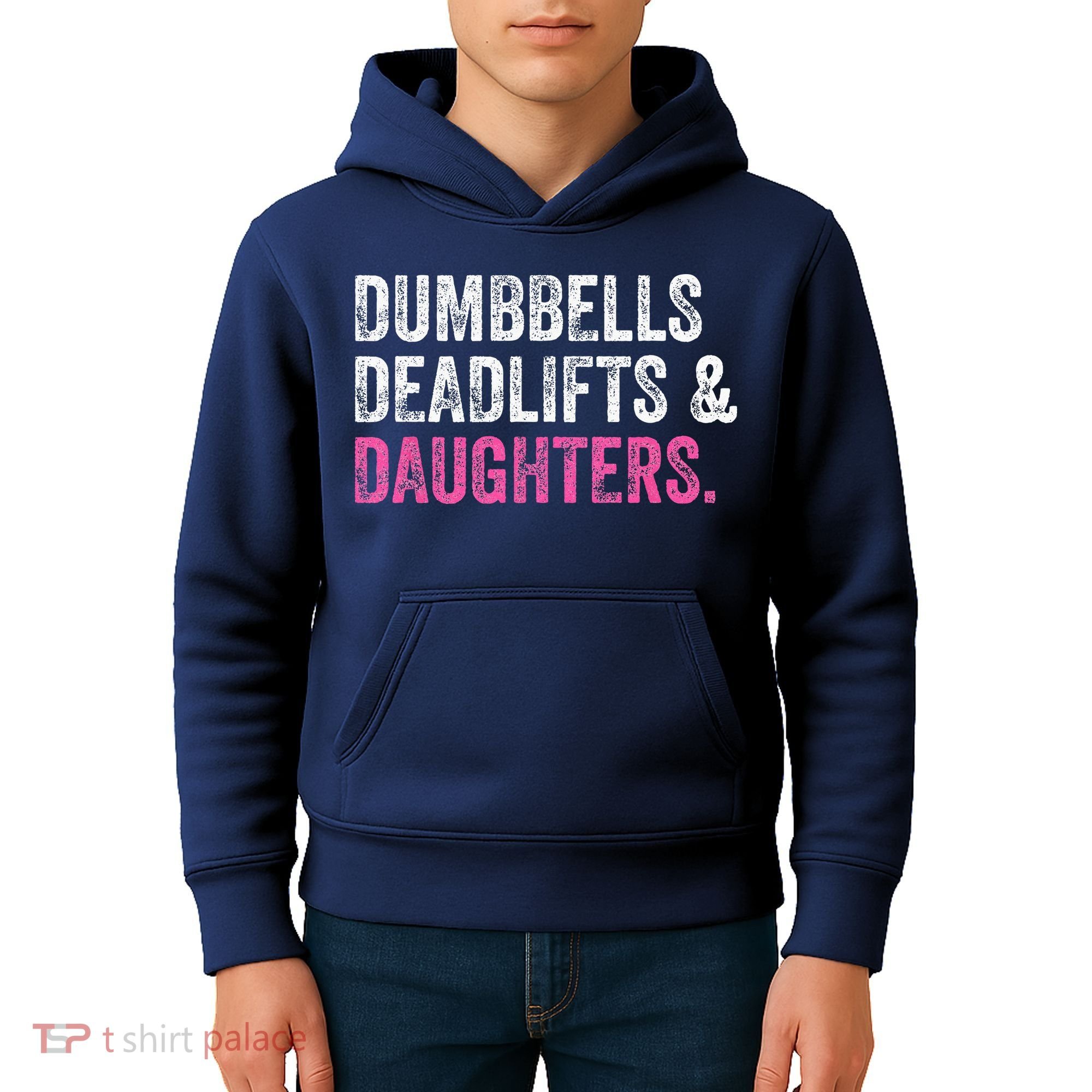 Dumbbells Deadlifts Daughters Funny Gym Workout Fathers Day Kids Hoodie