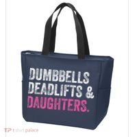 Dumbbells Deadlifts Daughters Funny Gym Workout Fathers Day Tote Bag thumb 3