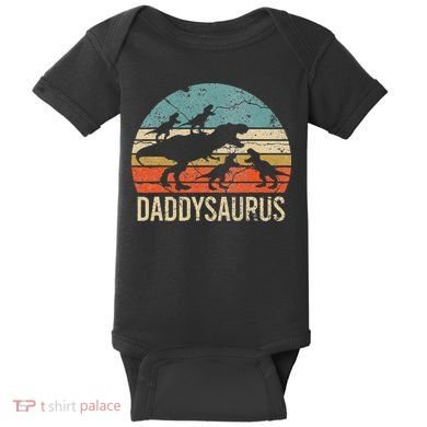 Daddy Dinosaur Daddysaurus 4 Four Gift For Father Day Baby Bodysuit