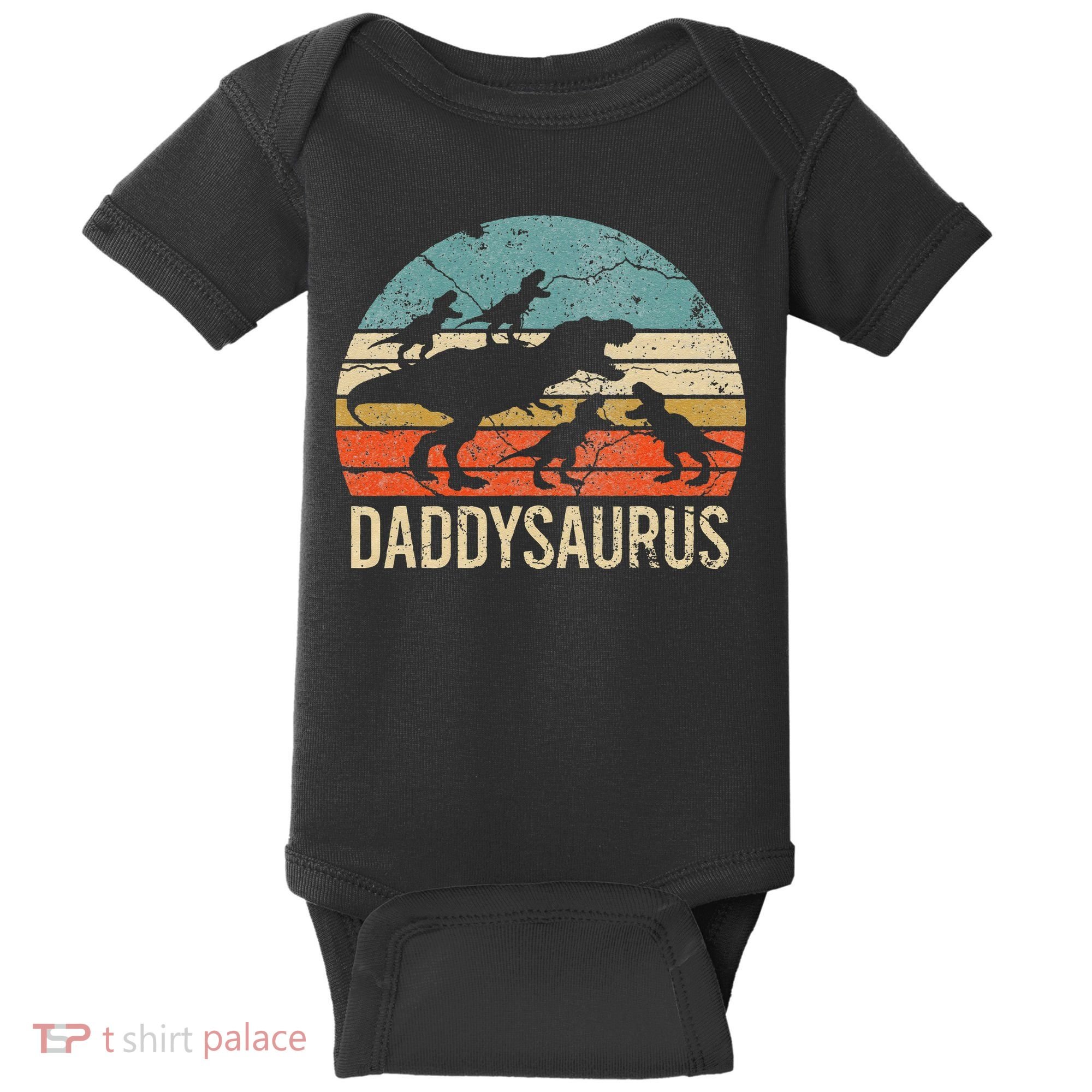 Daddy Dinosaur Daddysaurus 4 Four Gift For Father Day Baby Bodysuit