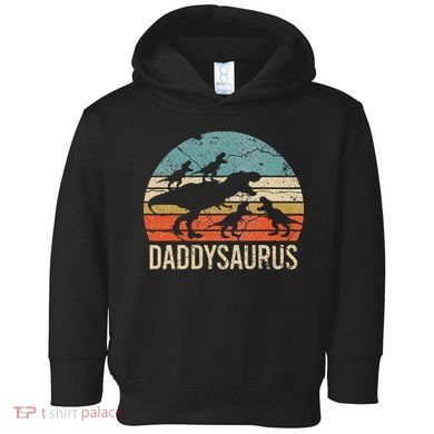 Daddy Dinosaur Daddysaurus 4 Four Gift For Father Day Toddler Hoodie