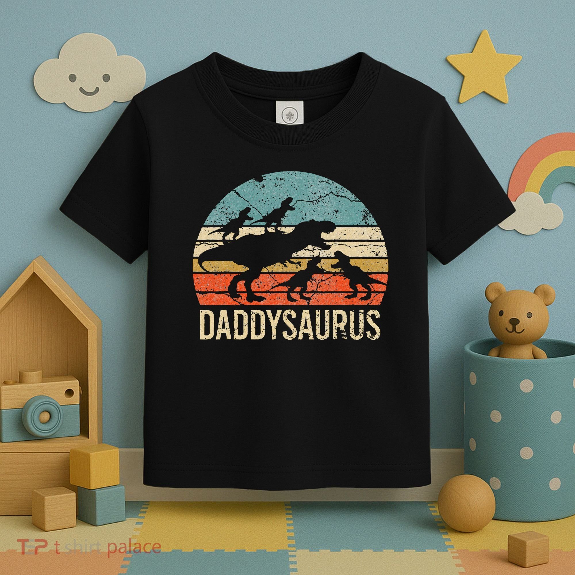 Daddy Dinosaur Daddysaurus 4 Four Gift For Father Day Toddler T-Shirt