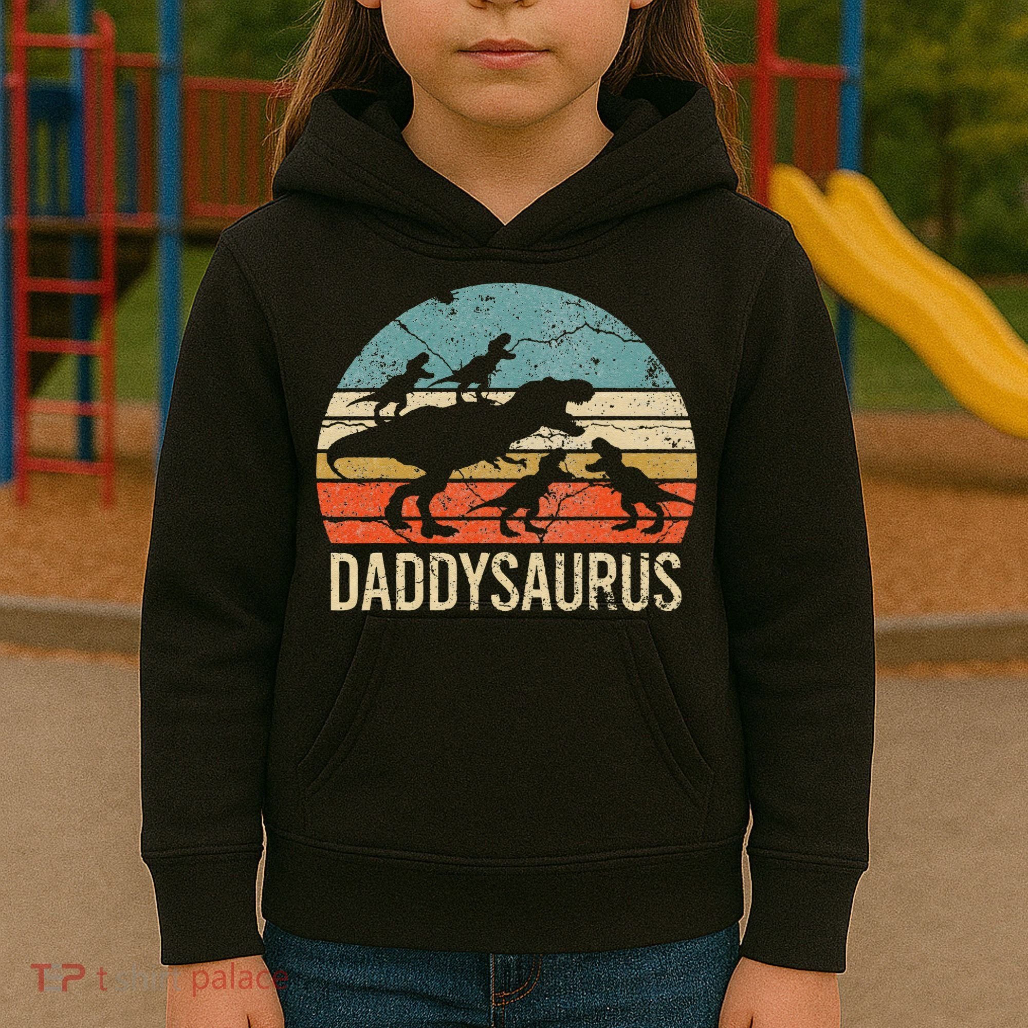 Daddy Dinosaur Daddysaurus 4 Four Gift For Father Day Kids Hoodie