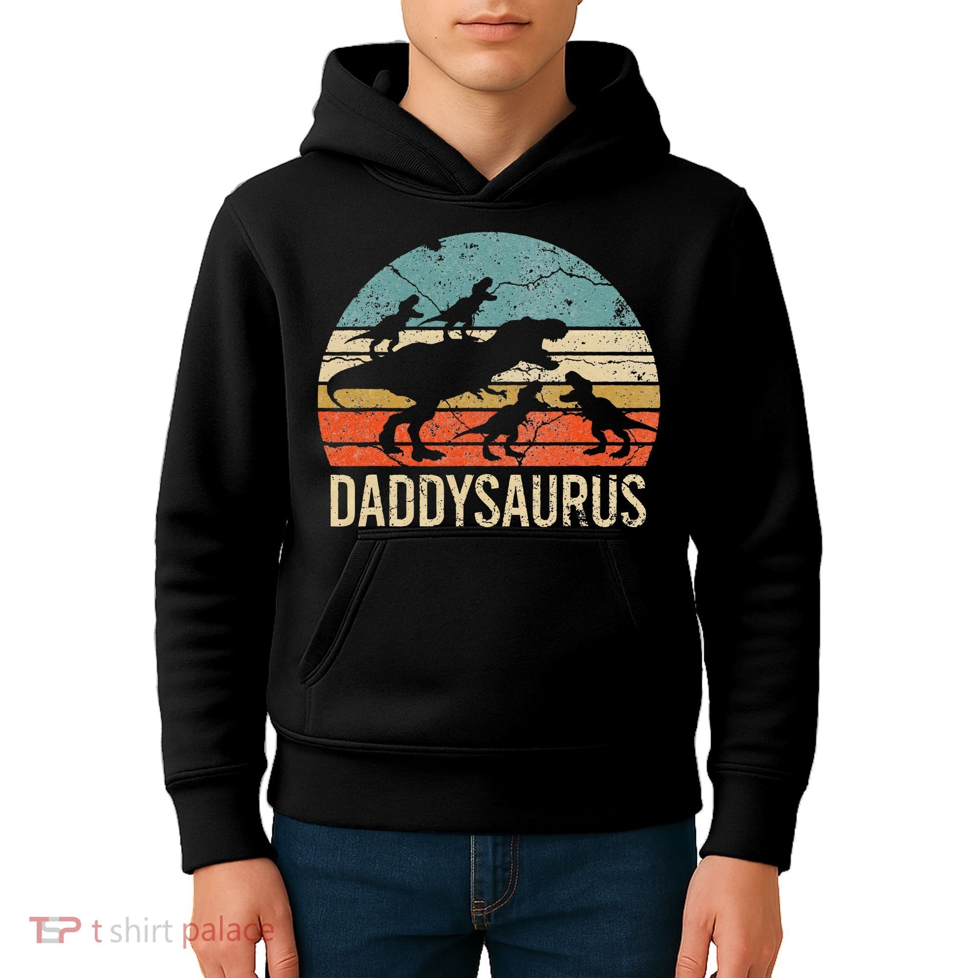 Daddy Dinosaur Daddysaurus 4 Four Gift For Father Day Kids Hoodie