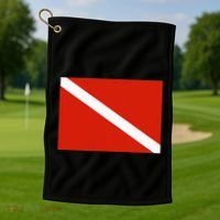 Diver Down Dive Flag Scuba Diving Flag Golf Towel thumb 1