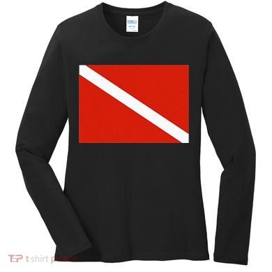 Diver Down Dive Flag Scuba Diving Flag Women's Long Sleeve Shirt