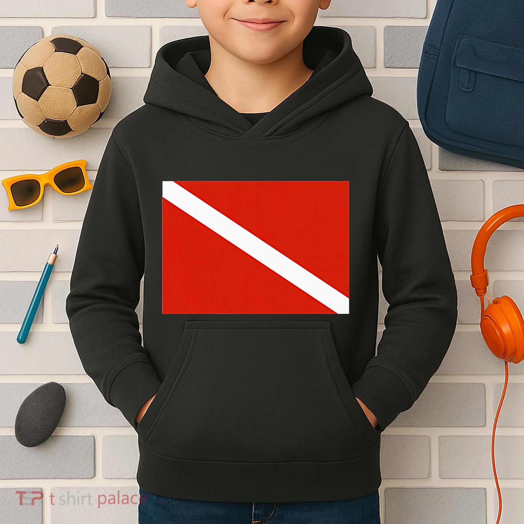 Diver Down Dive Flag Scuba Diving Flag Kids Hoodie
