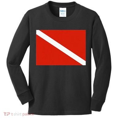 Diver Down Dive Flag Scuba Diving Flag Kids Long Sleeve Shirt