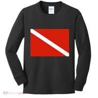 Diver Down Dive Flag Scuba Diving Flag Kids Long Sleeve Shirt thumb 0