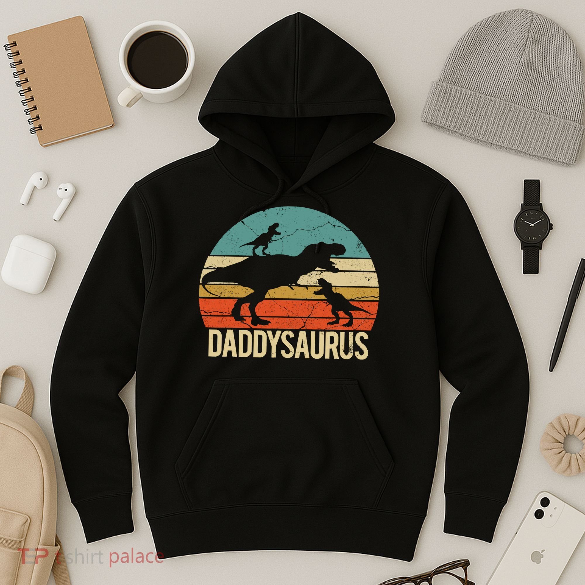 Daddy Dinosaur Daddysaurus 2 Two christmas Gift For Dad Hoodie