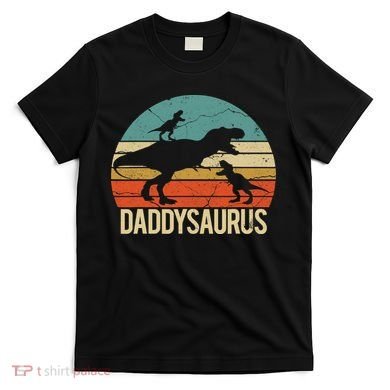 Daddy Dinosaur Daddysaurus 2 Two christmas Gift For Dad T-Shirt