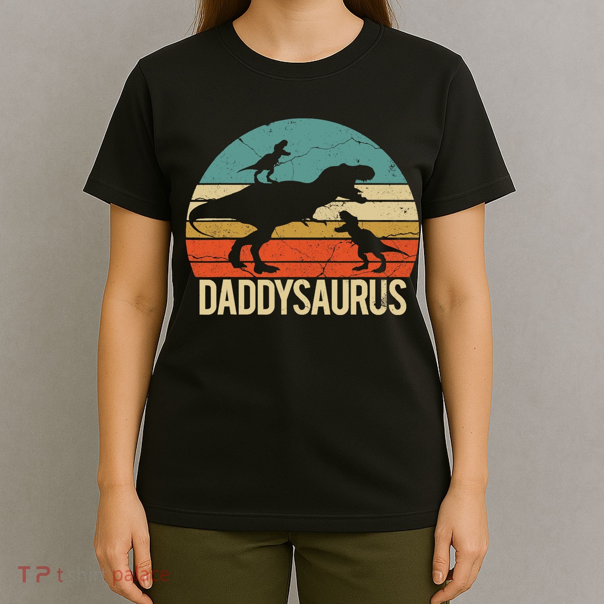 Daddy Dinosaur Daddysaurus 2 Two christmas Gift For Dad T-Shirt
