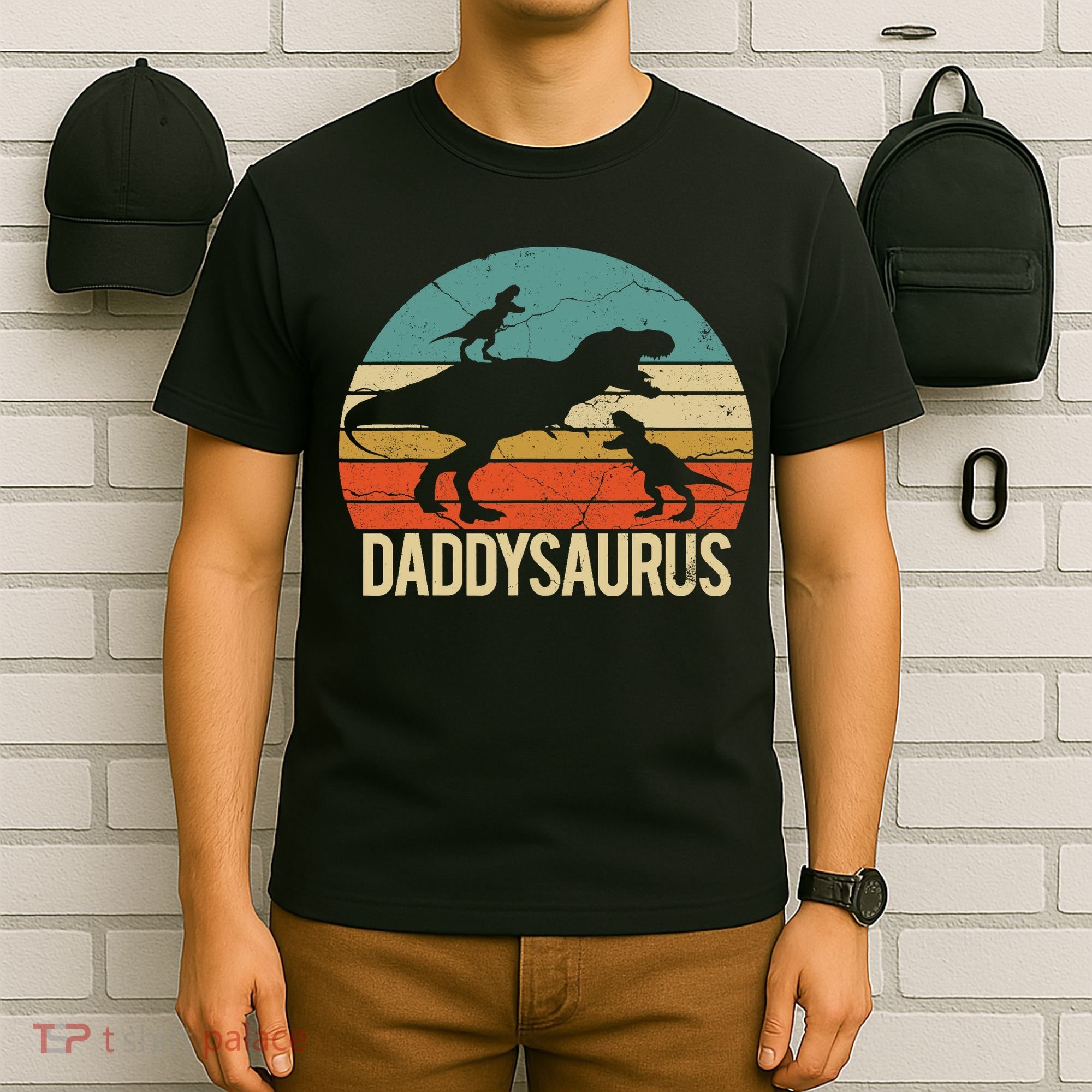 Daddy Dinosaur Daddysaurus 2 Two christmas Gift For Dad T-Shirt