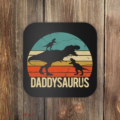 Daddy Dinosaur Daddysaurus 2 Two christmas Gift For Dad Coaster