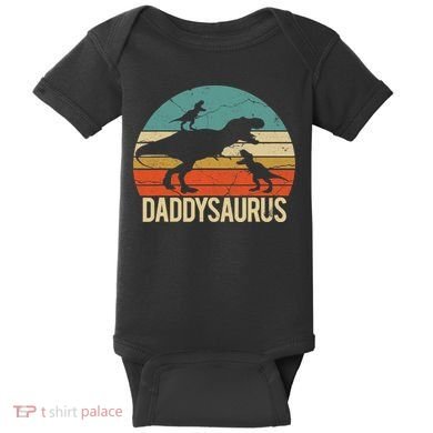 Daddy Dinosaur Daddysaurus 2 Two christmas Gift For Dad Baby Bodysuit