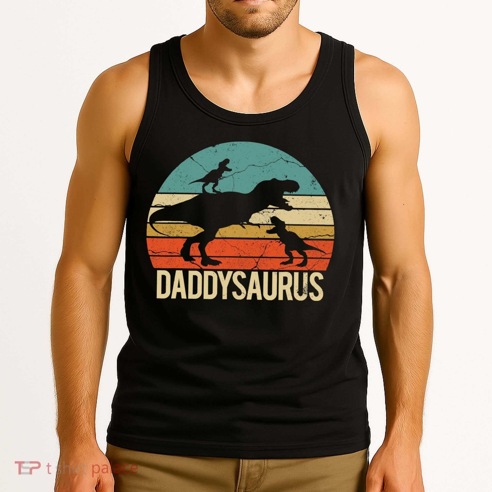 Daddy Dinosaur Daddysaurus 2 Two christmas Gift For Dad Tank Top