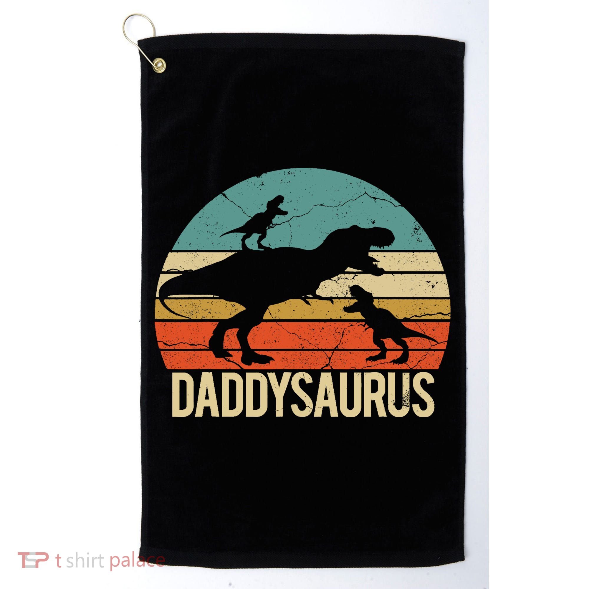 Daddy Dinosaur Daddysaurus 2 Two christmas Gift For Dad Golf Towel