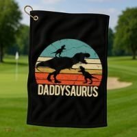 Daddy Dinosaur Daddysaurus 2 Two christmas Gift For Dad Golf Towel thumb 1