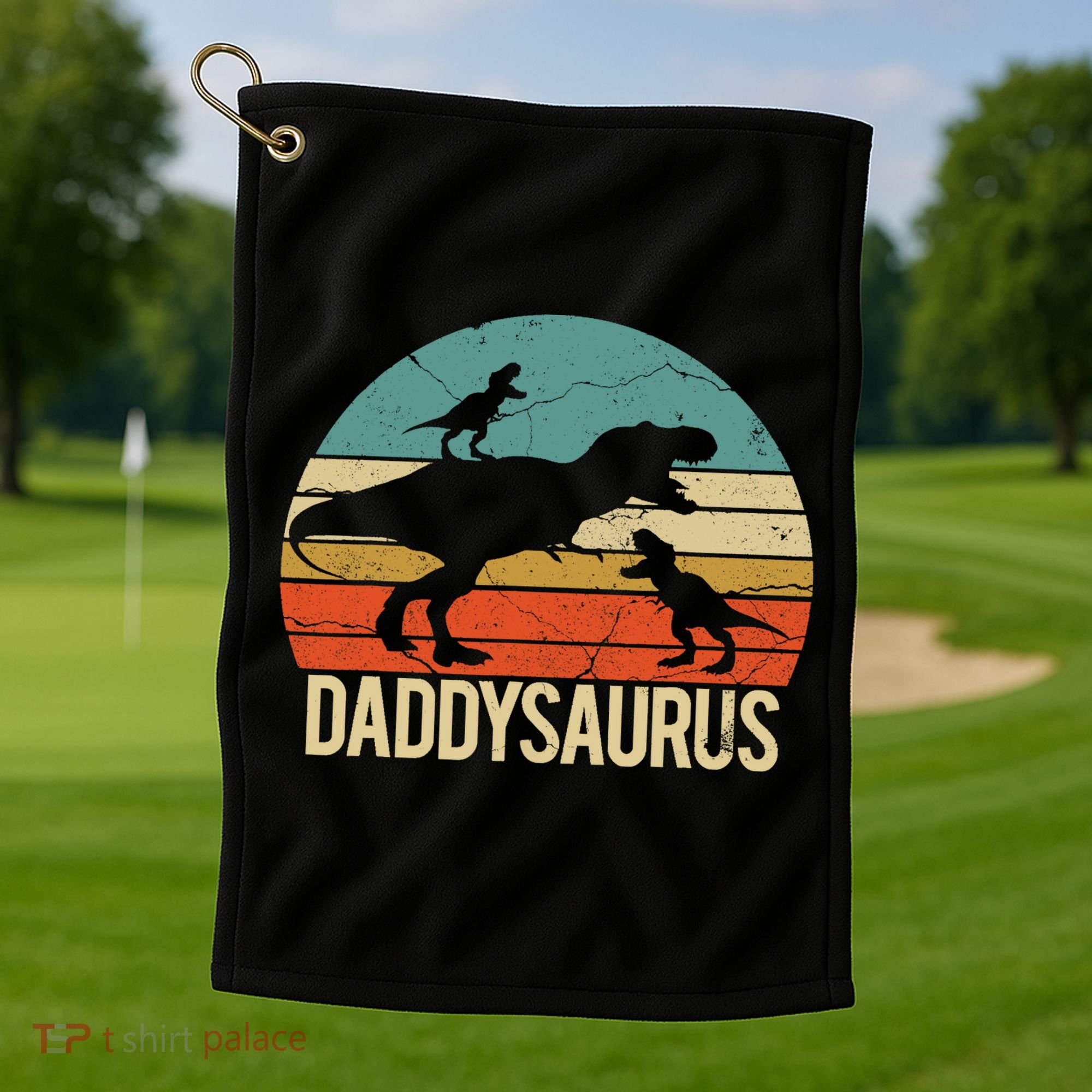 Daddy Dinosaur Daddysaurus 2 Two christmas Gift For Dad Golf Towel