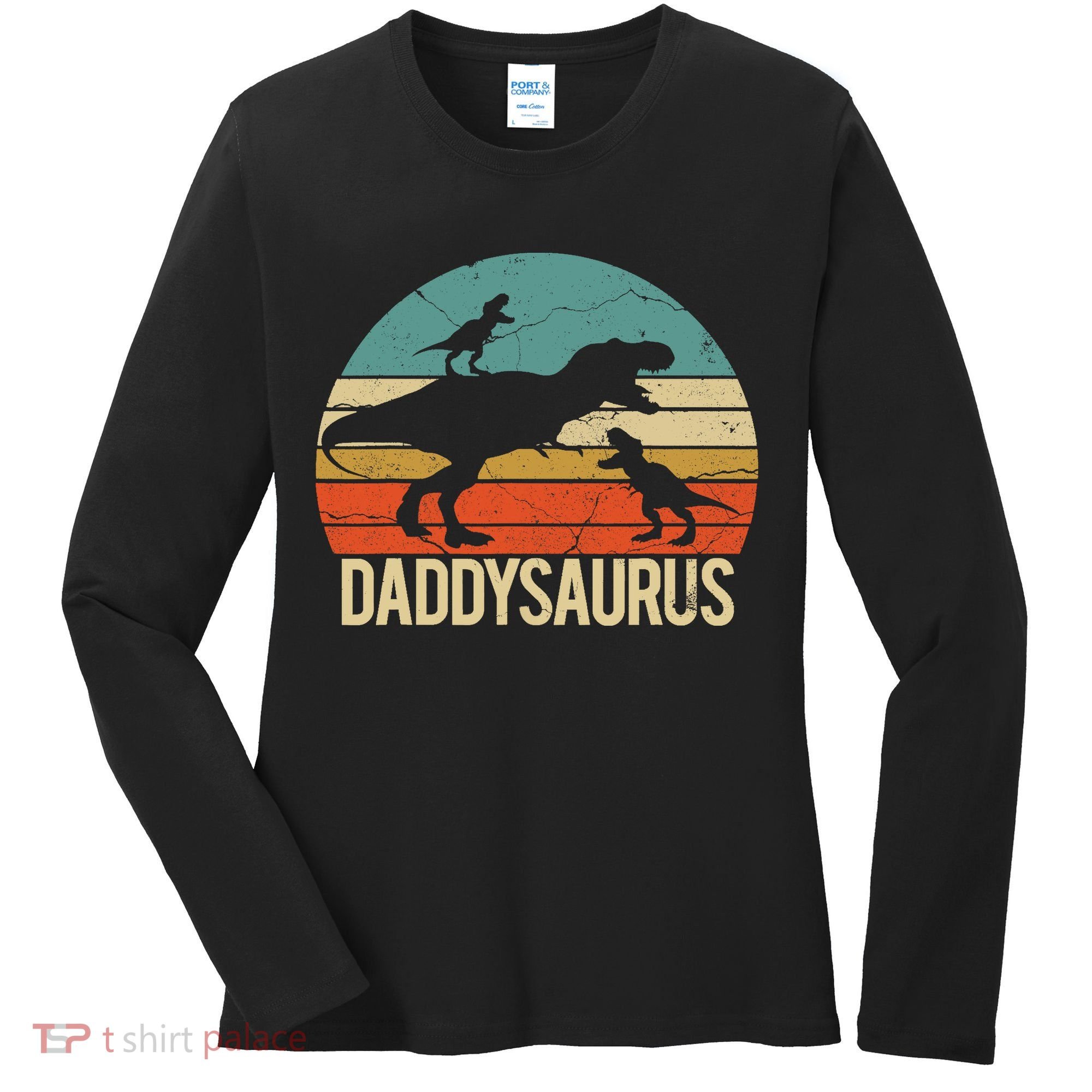 Daddy Dinosaur Daddysaurus 2 Two christmas Gift For Dad Women's Long Sleeve Shirt