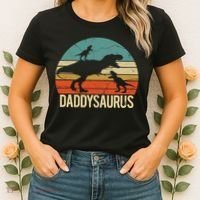 Daddy Dinosaur Daddysaurus 2 Two christmas Gift For Dad Women's T-Shirt thumb 2