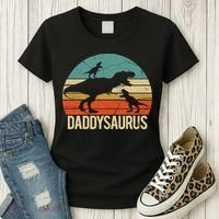 Daddy Dinosaur Daddysaurus 2 Two christmas Gift For Dad Women's T-Shirt thumb 3