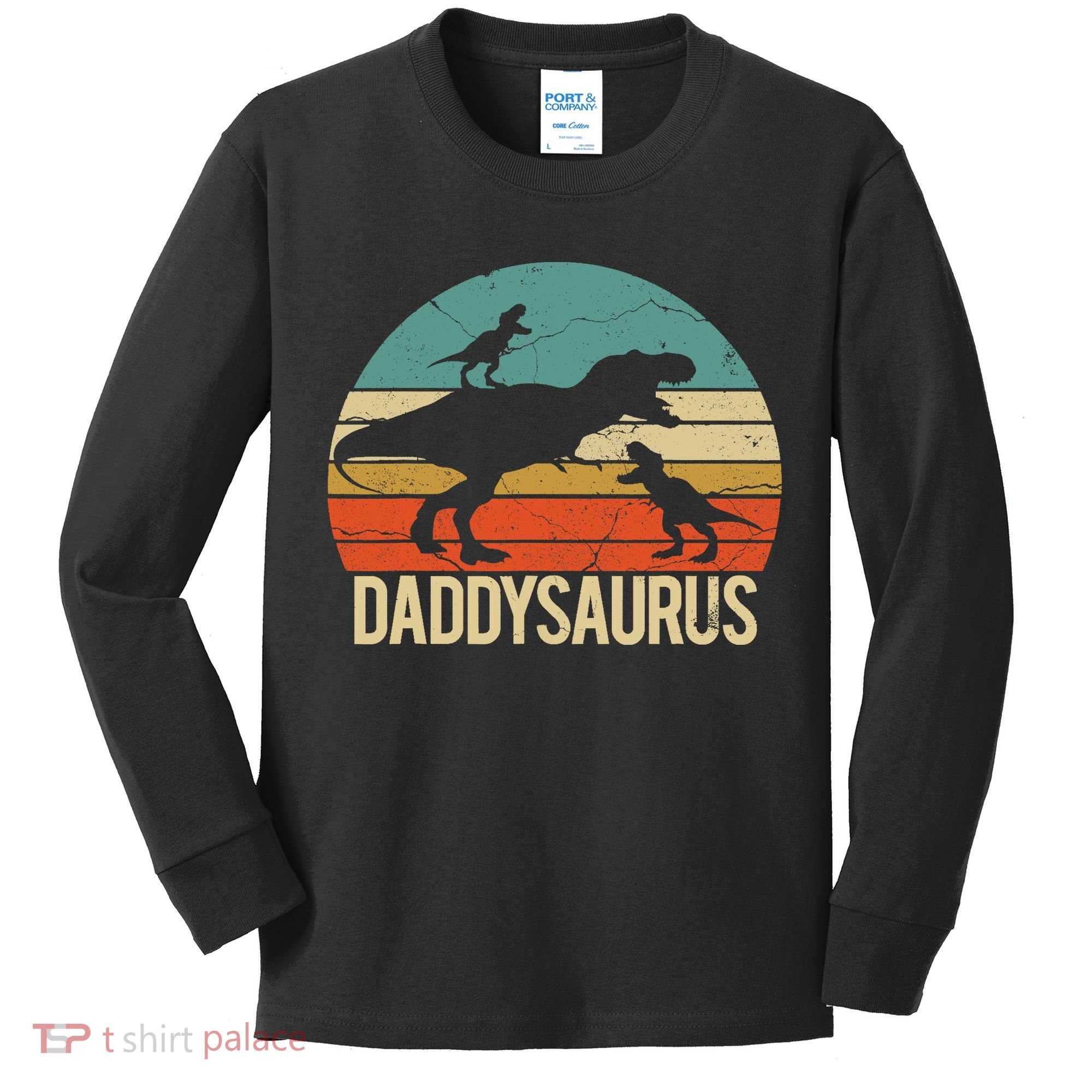 Daddy Dinosaur Daddysaurus 2 Two christmas Gift For Dad Kids Long Sleeve Shirt