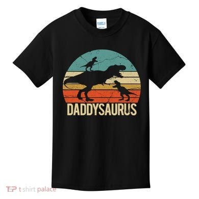 Daddy Dinosaur Daddysaurus 2 Two christmas Gift For Dad Kids T-Shirt