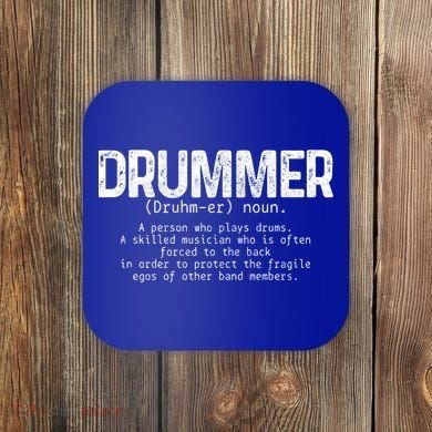 Drummer Definition Drums Drumming Funny Drummer Gift Coaster