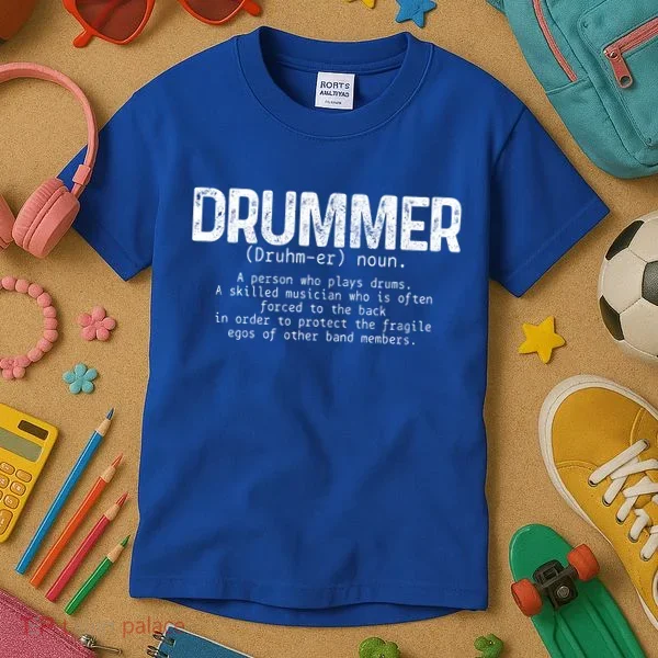 Drummer Definition Drums Drumming Funny Drummer Gift Kids T-Shirt