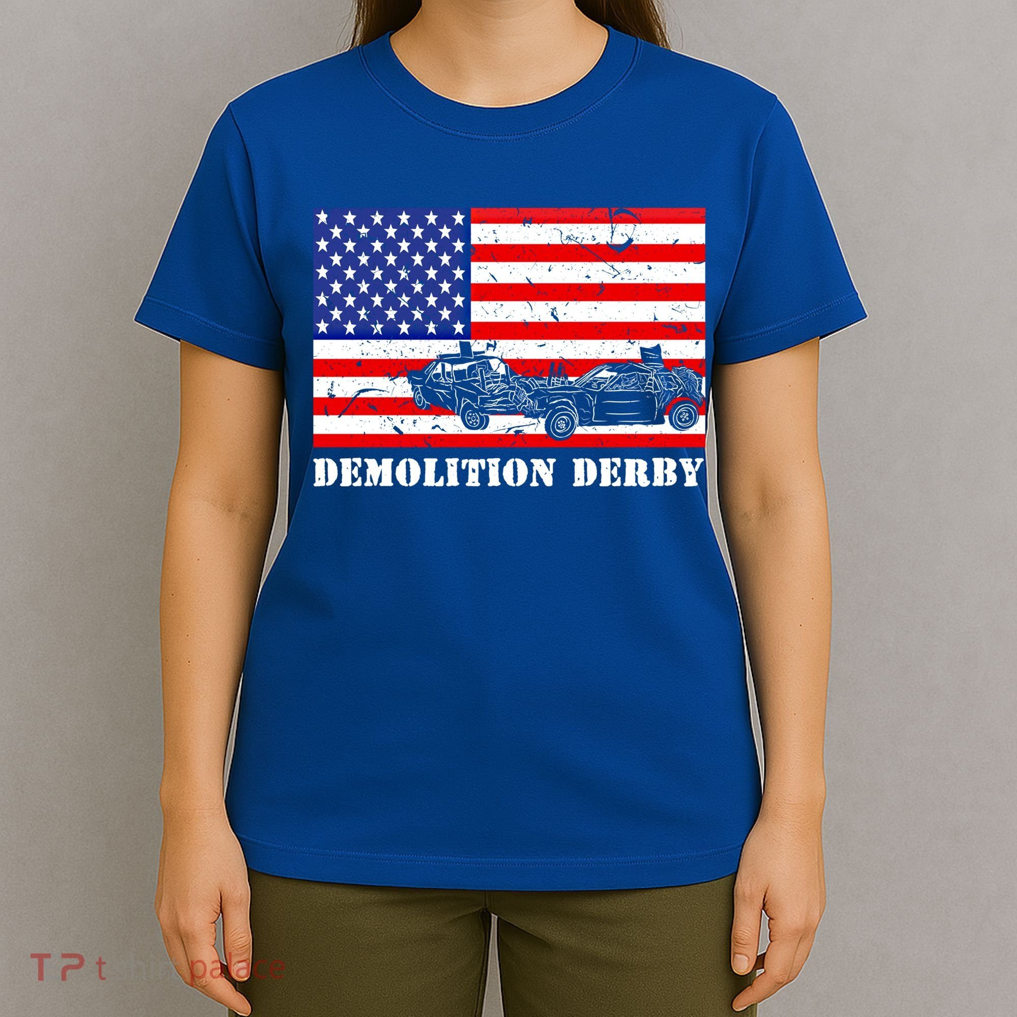 Distressed Demolition Derby Usa American Flag Vintage Racer Great Gift T-Shirt