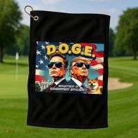 D.O.G.E Doge Department Of Government Efficiency Trump Elon Golf Towel thumb 1