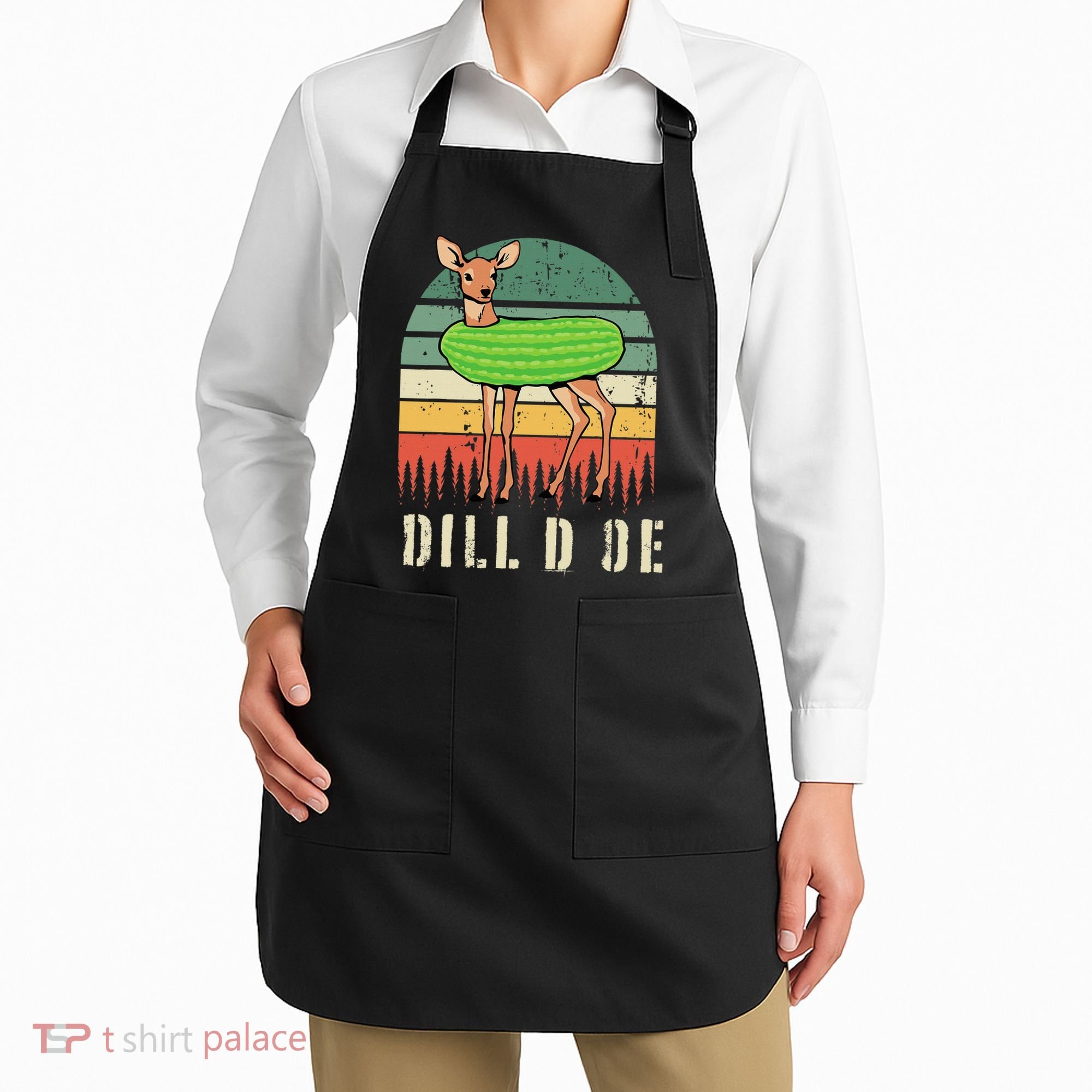 Dill Doe Deer Sunset Pickle Animal Funny Adult Humor Forest Apron