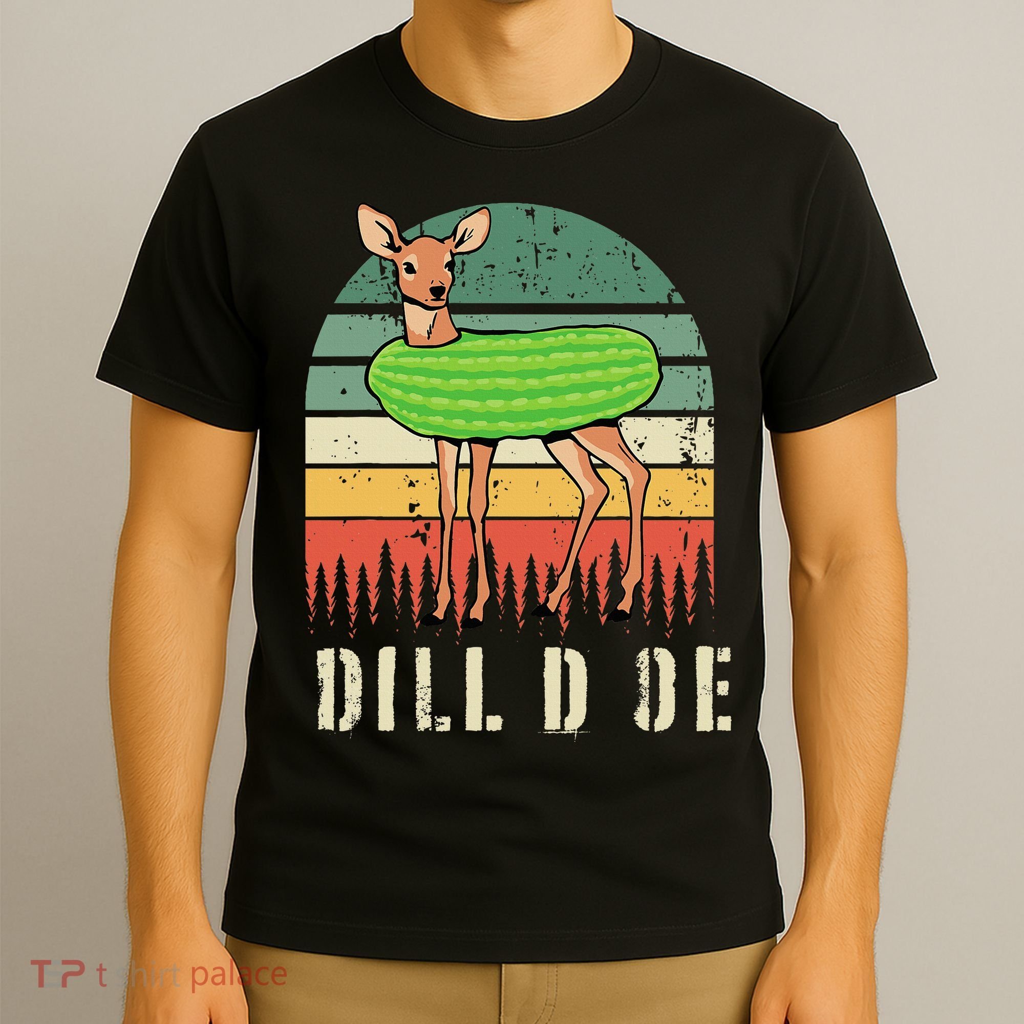 Dill Doe Deer Sunset Pickle Animal Funny Adult Humor Forest T-Shirt