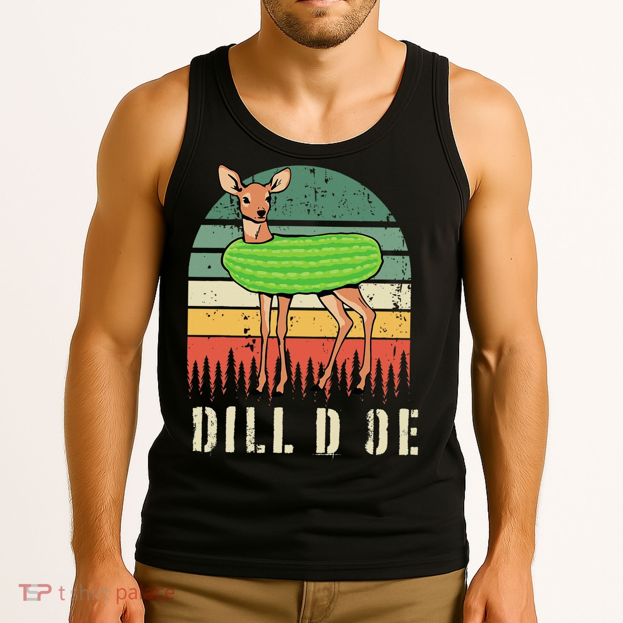 Dill Doe Deer Sunset Pickle Animal Funny Adult Humor Forest Tank Top