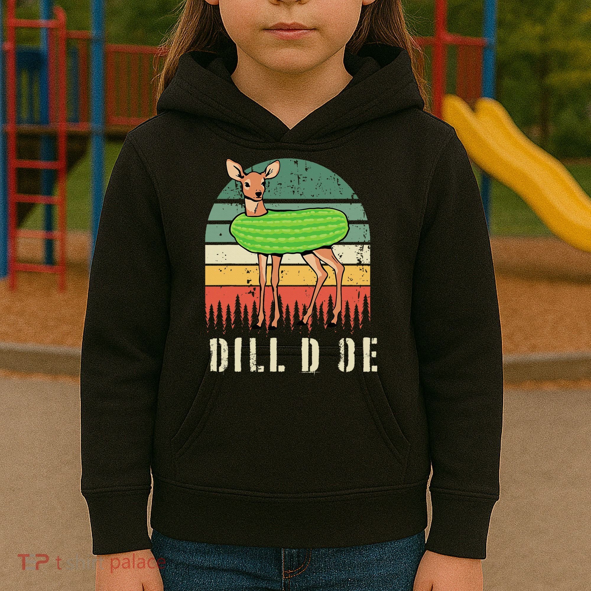 Dill Doe Deer Sunset Pickle Animal Funny Adult Humor Forest Kids Hoodie