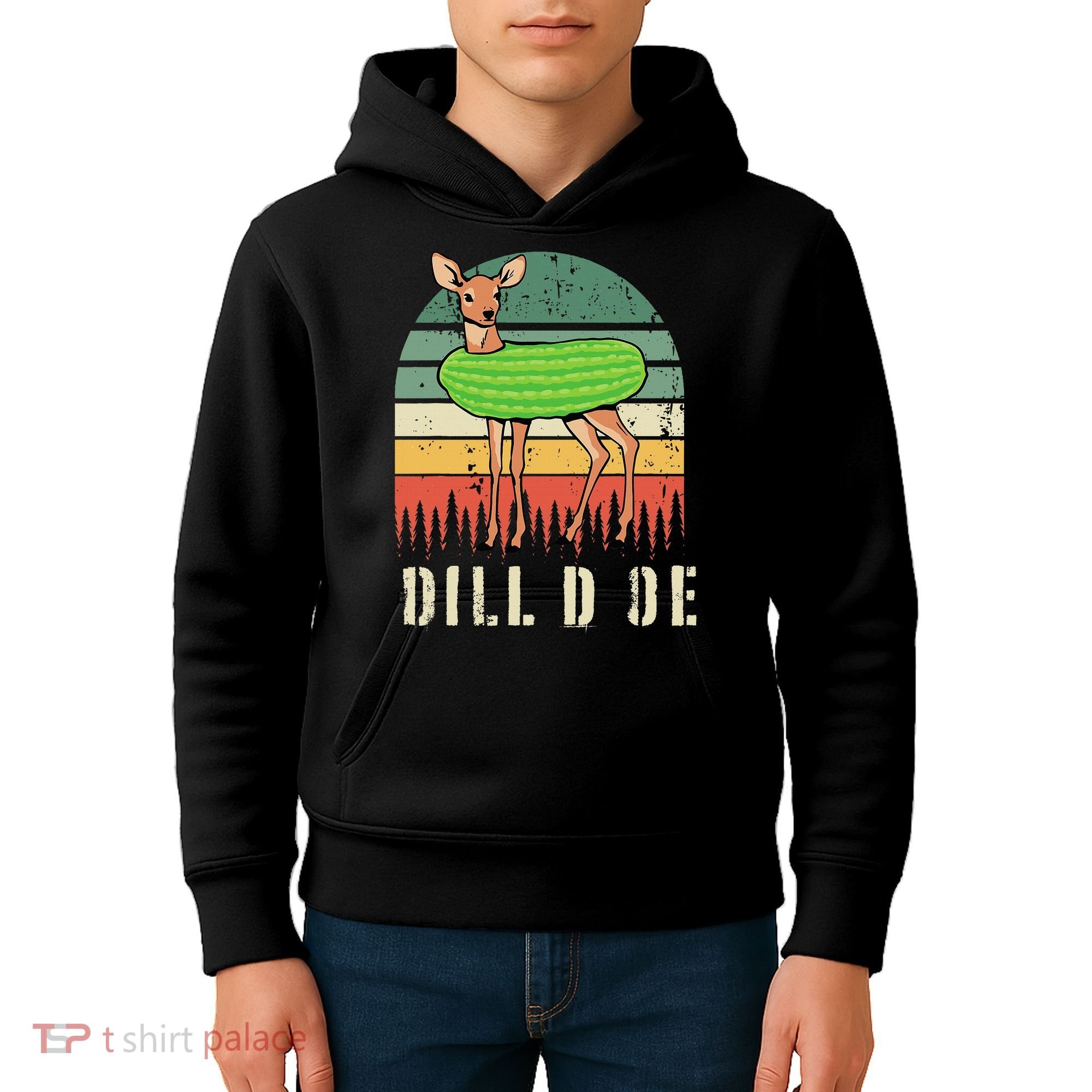 Dill Doe Deer Sunset Pickle Animal Funny Adult Humor Forest Kids Hoodie