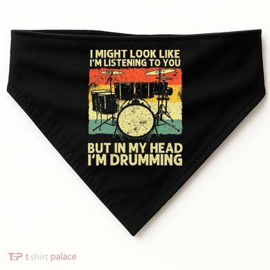 Drummer Design Drumline Drumming Drummer USA-Made Doggie Bandana