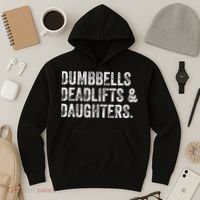 Dumbbells Deadlifts Daughters Funny Gym Workout Fathers Day Hoodie thumb 3