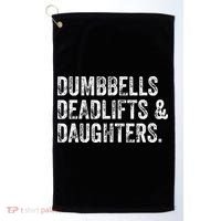 Dumbbells Deadlifts Daughters Funny Gym Workout Fathers Day Golf Towel thumb 0