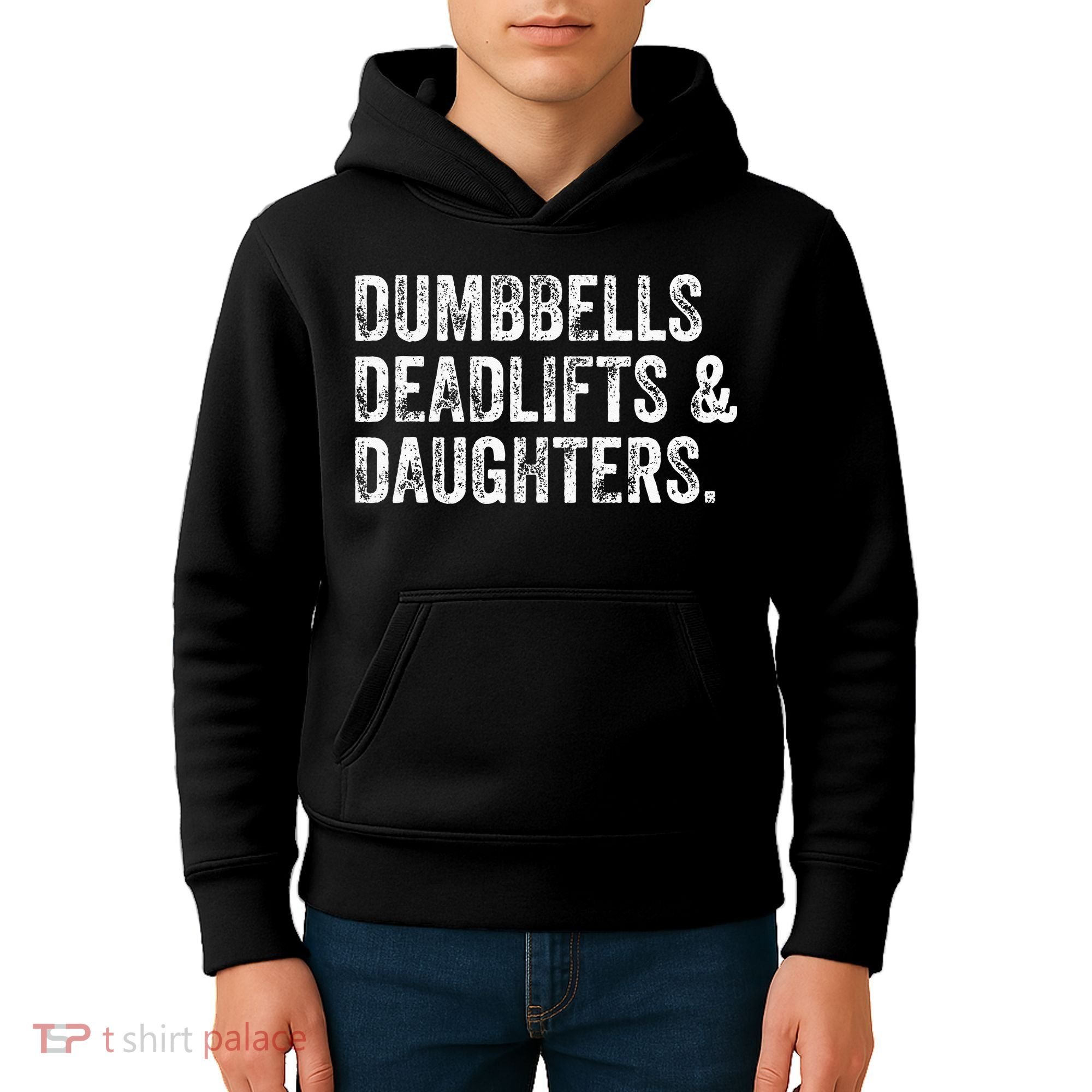 Dumbbells Deadlifts Daughters Funny Gym Workout Fathers Day Kids Hoodie