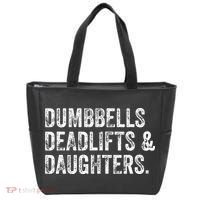 Dumbbells Deadlifts Daughters Funny Gym Workout Fathers Day Tote Bag thumb 0