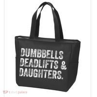 Dumbbells Deadlifts Daughters Funny Gym Workout Fathers Day Tote Bag thumb 3