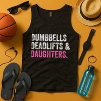Dumbbells Deadlifts Daughters Funny Gym Workout Fathers Day Tank Top thumb 4