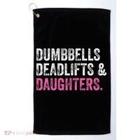 Dumbbells Deadlifts Daughters Funny Gym Workout Fathers Day Golf Towel thumb 0