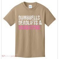Dumbbells Deadlifts Daughters Funny Gym Workout Fathers Day Kids T-Shirt thumb 0